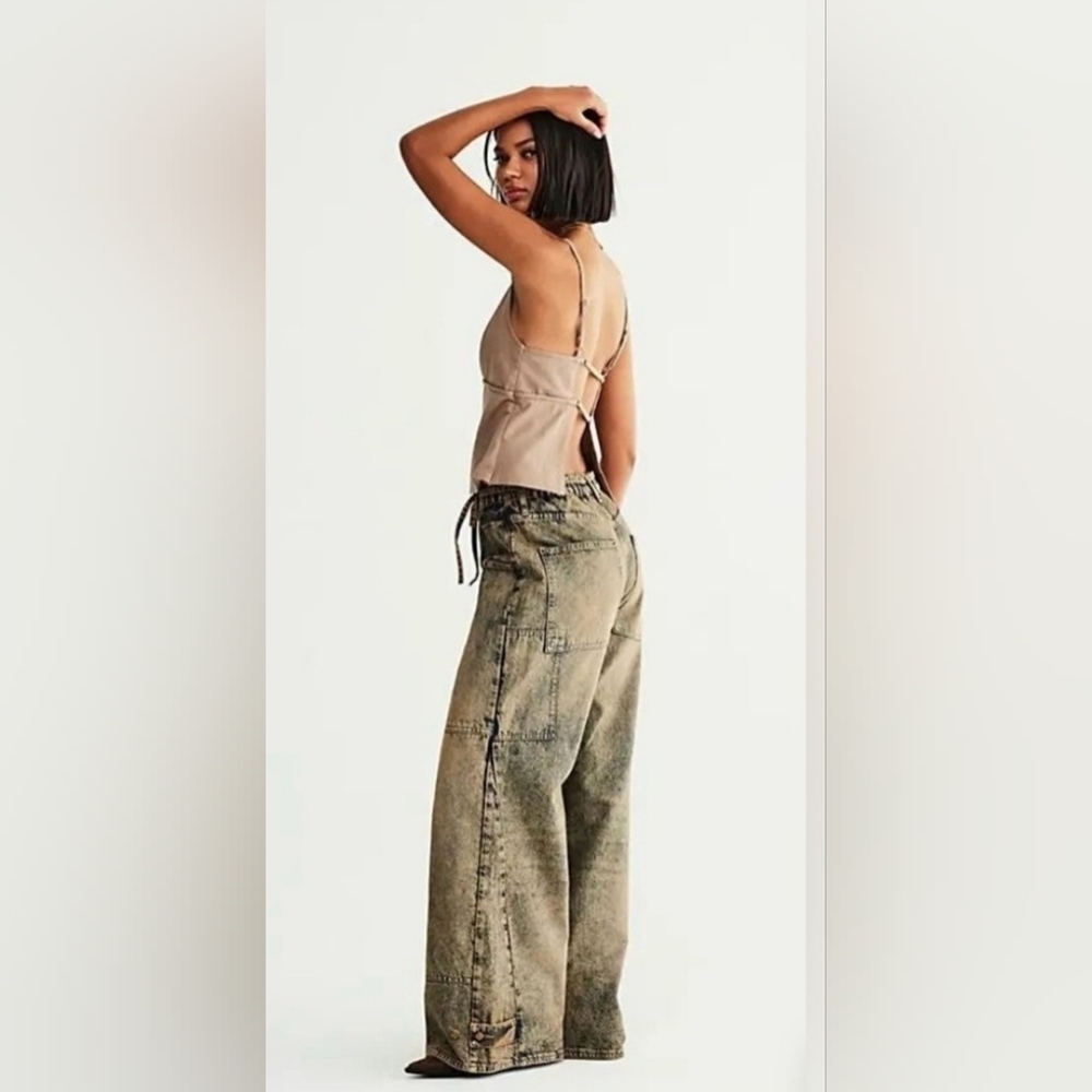 NWT Free People Curvy Outlaw sz S Wideleg Jeans In Memphis Mud - Picture 3 of 14